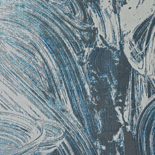 HomeRoots 3' Blue And Silver Abstract Area Rug - Modern Elegance for High-Traffic Areas, Easy Care & Durable Design 8' X 11' 375040
