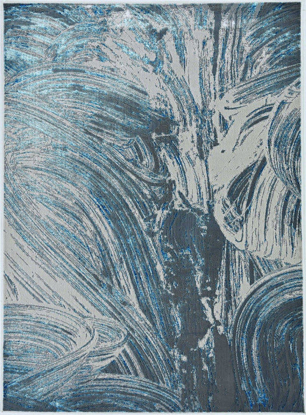 HomeRoots 10' Blue and Silver Abstract Area Rug - Modern Design, Durable Comfort for Stylish Home Décor 10' X 13' 375041