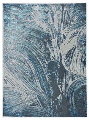 HomeRoots 10' Blue and Silver Abstract Area Rug - Modern Design, Durable Comfort for Stylish Home Décor 10' X 13' 375041