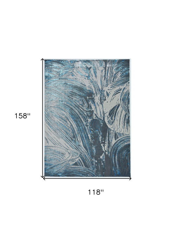 HomeRoots 10' Blue and Silver Abstract Area Rug - Modern Design, Durable Comfort for Stylish Home Décor 10' X 13' 375041