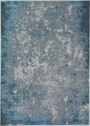 HomeRoots 3'' Blue and Silver Abstract Area Rug - Modern Design for Living Rooms, Bedrooms, and More! 5' X 8' 375043