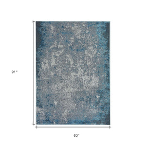 HomeRoots 3'' Blue and Silver Abstract Area Rug - Modern Design for Living Rooms, Bedrooms, and More! 5' X 8' 375043