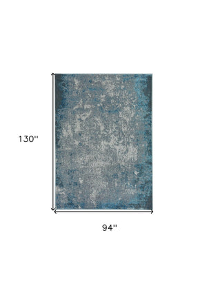 HomeRoots 8' Blue and Silver Abstract Area Rug - Modern Elegance for Living Room, Bedroom, or Office Spaces 8' X 11' 375045