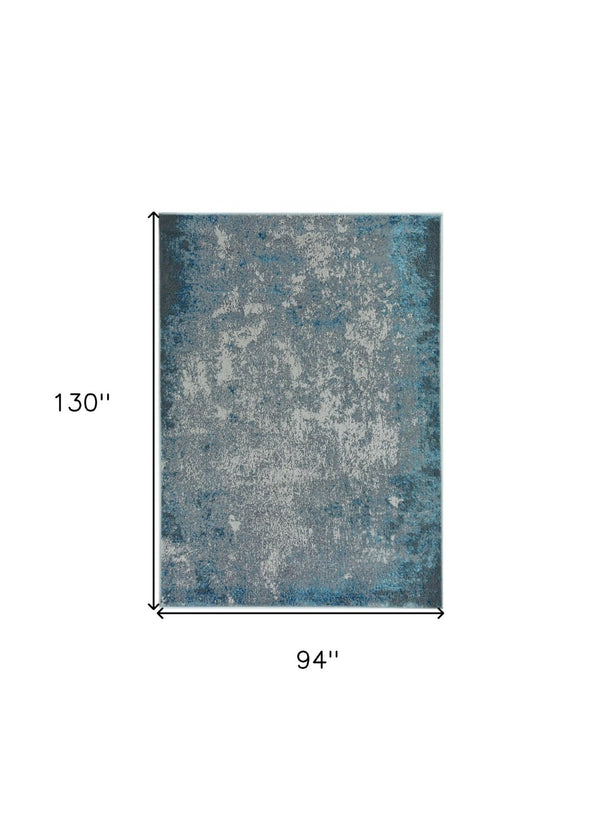 HomeRoots 8' Blue and Silver Abstract Area Rug - Modern Elegance for Living Room, Bedroom, or Office Spaces 8' X 11' 375045