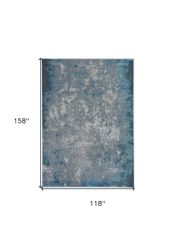 HomeRoots 10' Elegant Silver-Blue Abstract Smudge Area Rug - Modern Design for Living & Dining Spaces 10' X 13' 375046