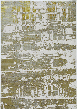 Homeroots 3' X 5' Ivory Or Gold Abstract Area Rug  Polypropylene 375047