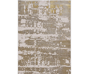 Homeroots 3' X 5' Ivory Or Gold Abstract Area Rug  Polypropylene 375047