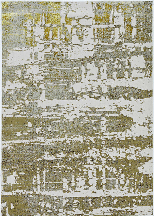 Homeroots 5' X 8' Ivory Or Gold Abstract Brushstrokes Indoor Area Rug  Polypropylene 375048
