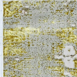 HomeRoots 5' Elegant Ivory and Gold Abstract Area Rug - Durable, Stain-Resistant Design for Modern Homes 5' X 8' 375048