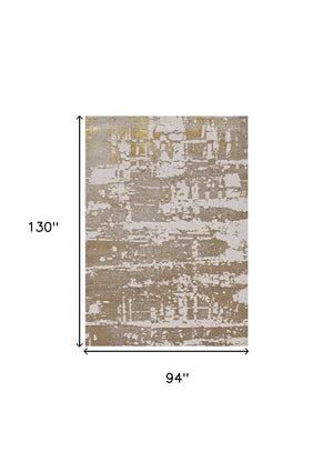 Homeroots 94 X 130 Ivory Or Gold Polypropylene Or Polyester Rug  Polypropylene 375050