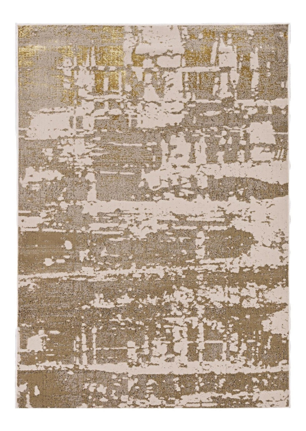 HomeRoots 3' Ivory Taupe and Gold Abstract Area Rug - Elegant, Durable Design for Modern Homes and Spaces 8' X 11' 375050