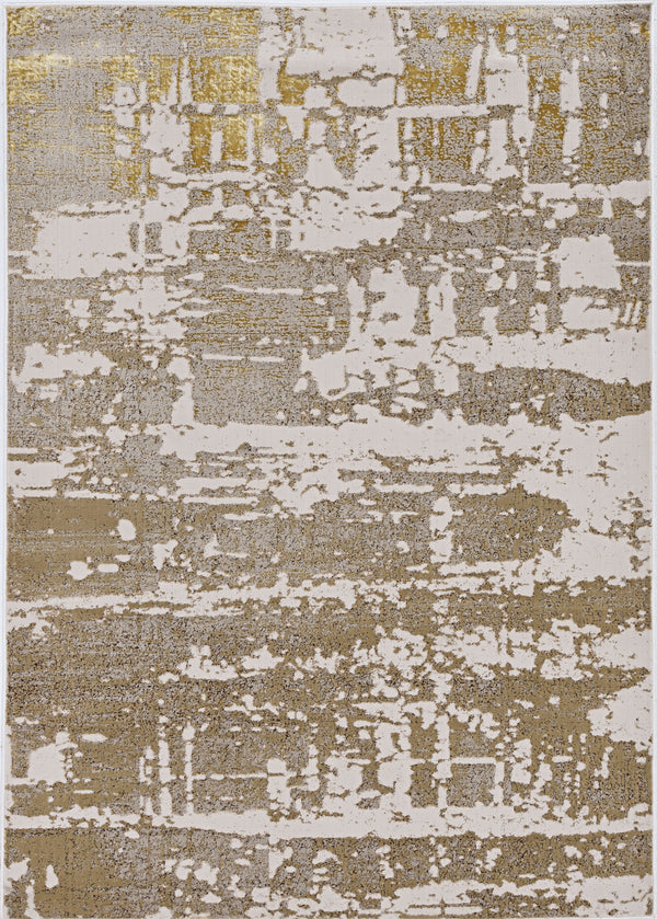 Homeroots 10' X 13' Ivory Gold Machine Woven Abstract Indoor Area Rug  Polypropylene 375051