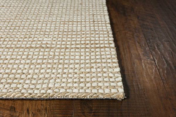 Homeroots 7' X 10' Tan And Ivory Wool Hand Woven Area Rug  Wool 375053