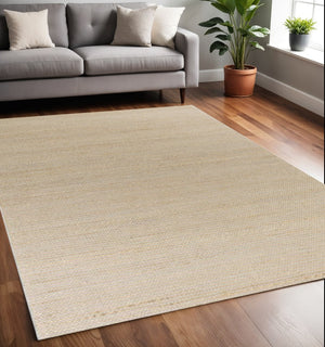 HomeRoots 5' Hand-Woven Tan and Ivory Area Rug - Artisan Crafted, Durable, and Ideal for Any Room Decor 5' X 7' 375055