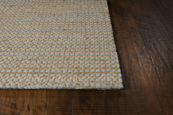 Homeroots 7' X 10' Tan And Ivory Wool Hand Woven Area Rug  Wool 375056