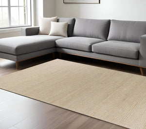 HomeRoots 8' Hand Woven Wool Area Rug – Artisanal Tan and Ivory Design for Contemporary Home Decor 8' X 11' 375057