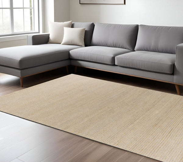 HomeRoots 8' Hand Woven Wool Area Rug – Artisanal Tan and Ivory Design for Contemporary Home Decor 8' X 11' 375057