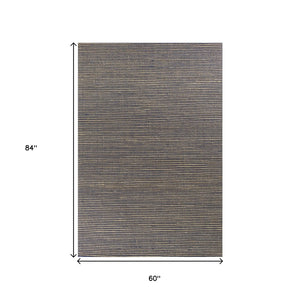 HomeRoots 5' Hand Woven Blue Wool Abstract Area Rug - Artisan Crafted, Cozy Texture, Unique Design for Homes 5' X 7' 375058