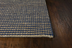 HomeRoots 5' Hand Woven Blue Wool Abstract Area Rug - Artisan Crafted, Cozy Texture, Unique Design for Homes 7' X 10' 375059