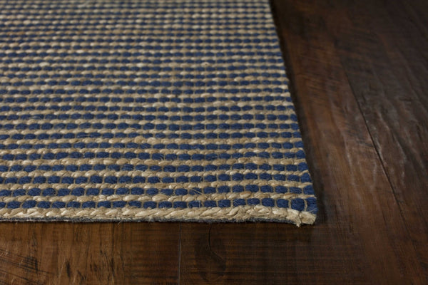HomeRoots 5' Hand Woven Blue Wool Abstract Area Rug - Artisan Crafted, Cozy Texture, Unique Design for Homes 7' X 10' 375059