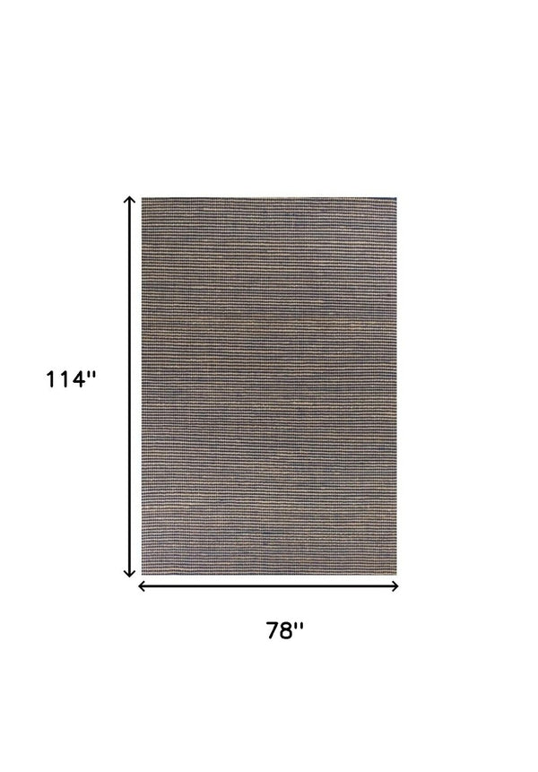 HomeRoots 5' Hand Woven Blue Wool Abstract Area Rug - Artisan Crafted, Cozy Texture, Unique Design for Homes 7' X 10' 375059