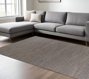 HomeRoots 5' Hand Woven Blue Wool Abstract Area Rug - Artisan Crafted, Cozy Texture, Unique Design for Homes 7' X 10' 375059