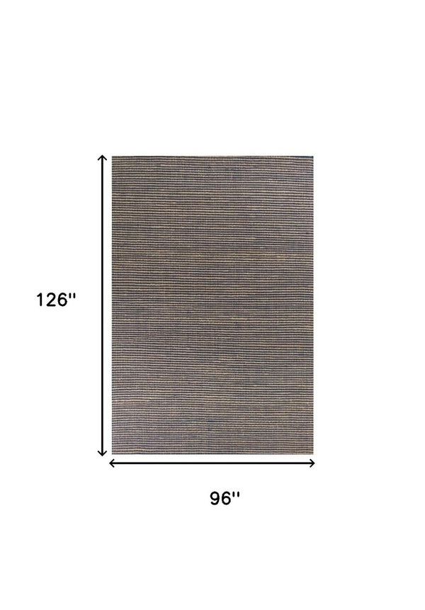 HomeRoots 8' Abstract Hand-Woven Area Rug in Blue and Beige - Premium Wool & Jute for Modern Living Spaces 8' X 11' 375060