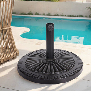 English Elm Christopher Knight Home® - BLACK Rock Resin Umbrella Base with Steel Holder, Solid Black Durable Outdoor Stand for 80" Canopy N775P256430B