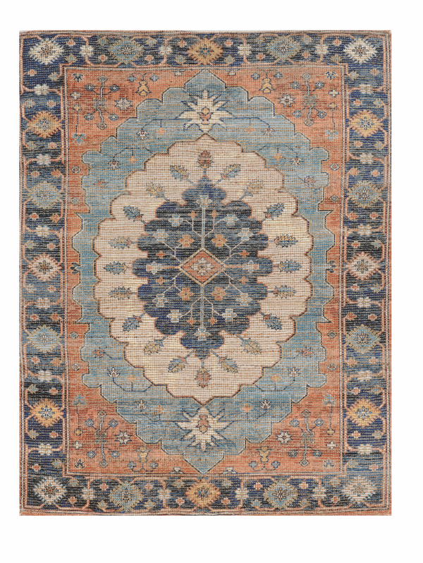 Homeroots 5' X 7' Blue Medallion Hand Woven Area Rug  Jute 375079
