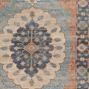 Homeroots 5' X 7' Blue Medallion Hand Woven Area Rug  Jute 375079