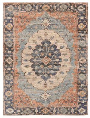 Homeroots 8' X 10' Blue Hand Woven Medallion Indoor Area Rug  Jute 375080