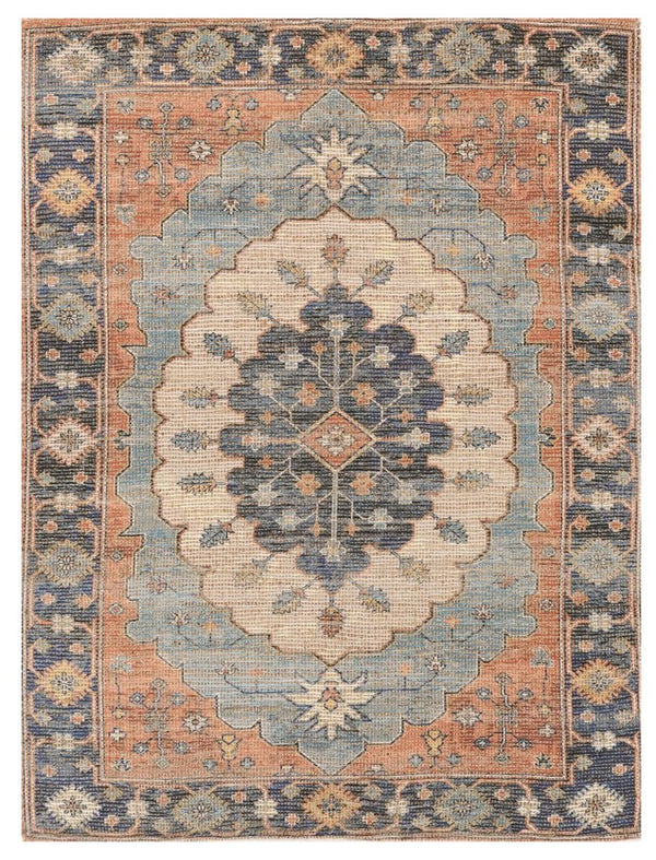Homeroots 8' X 10' Blue Hand Woven Medallion Indoor Area Rug  Jute 375080