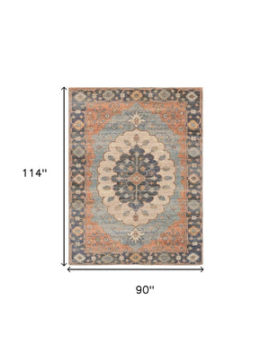Homeroots 8' X 10' Blue Hand Woven Medallion Indoor Area Rug  Jute 375080