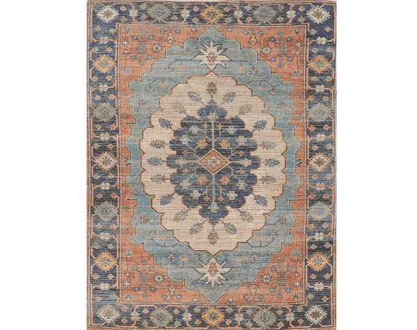 Homeroots 7' X 12' Blue Hand Woven Traditional Medallion Indoor Area Rug  Jute 375081