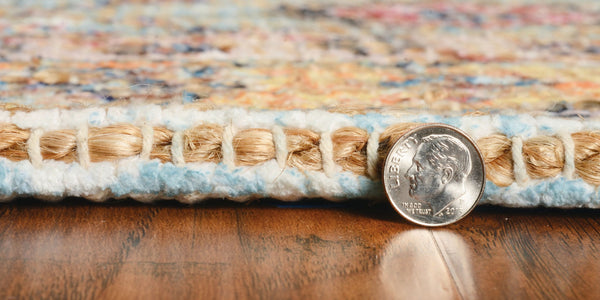 Homeroots 3' X 5' Green And Ivory Floral Hand Woven Area Rug  Jute 375083