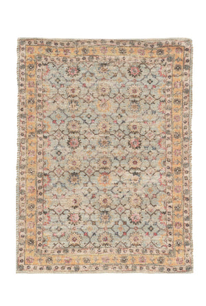 HomeRoots 5' Hand-Woven Jute Floral Area Rug in Blue and Beige – Timeless Charm for Any Room Décor 8' X 10' 375085