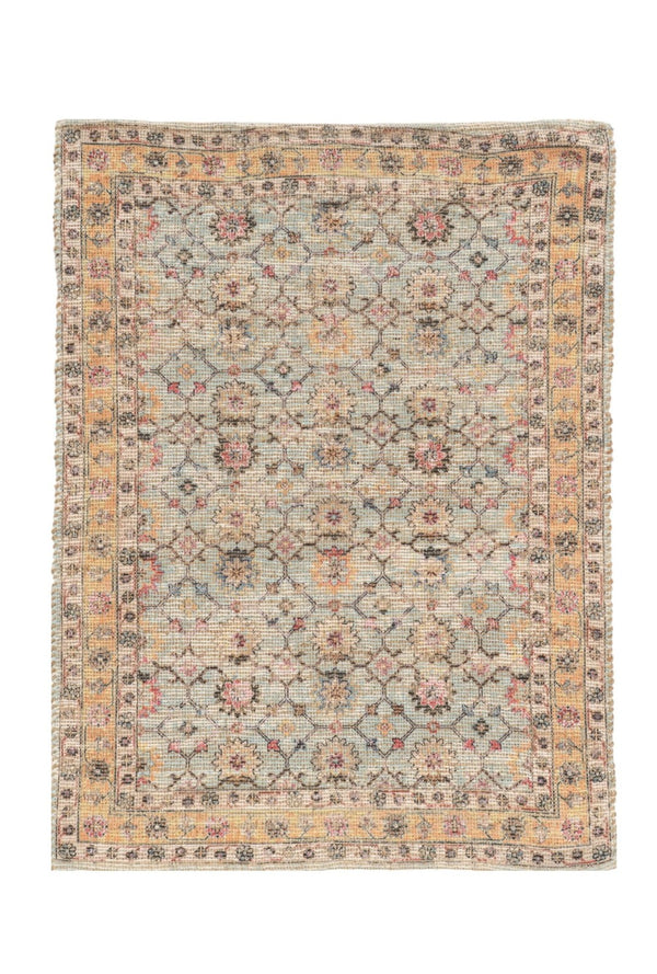 HomeRoots 5' Hand-Woven Jute Floral Area Rug in Blue and Beige – Timeless Charm for Any Room Décor 8' X 10' 375085