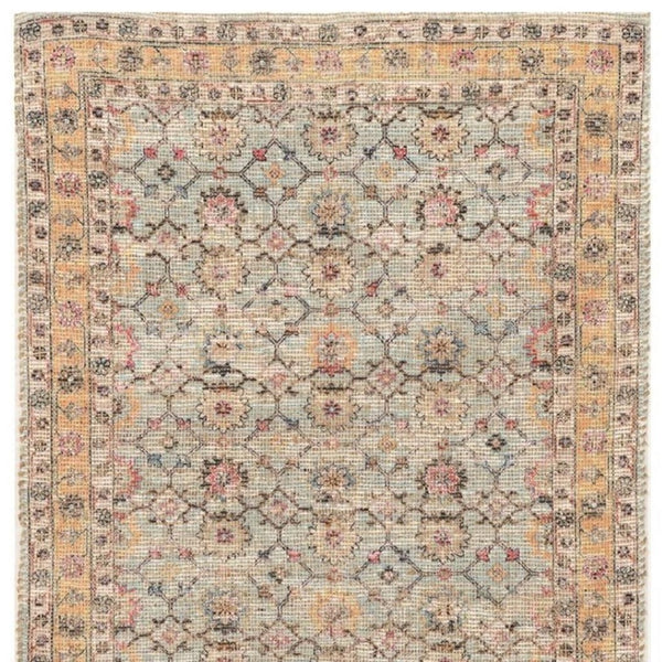 HomeRoots 5' Hand-Woven Jute Floral Area Rug in Blue and Beige – Timeless Charm for Any Room Décor 8' X 10' 375085