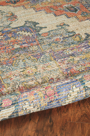 Homeroots 3' X 5' Teal Blue Medallion Hand Woven Distressed Area Rug  Jute 375088