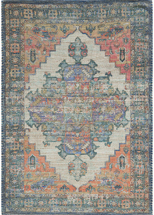 Homeroots 3' X 5' Teal Blue Medallion Hand Woven Distressed Area Rug  Jute 375088