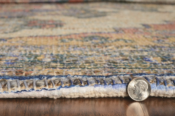 Homeroots 3' X 5' Teal Blue Medallion Hand Woven Distressed Area Rug  Jute 375088