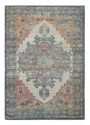 Homeroots 8' X 10' Blue Orange Hand Woven Diamond Medallion Indoor Area Rug  Jute 375090