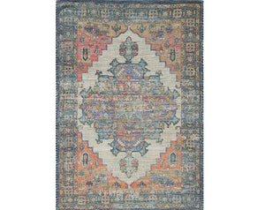 Homeroots 7' X 12' Blue Orange Hand Woven Traditional Medallion Indoor Area Rug  Jute 375091