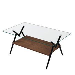 English Elm Coffee Table And End Tables Set Of 3 – Modern Glass & Mdf Design With Storage For Living Spaces W241S00054