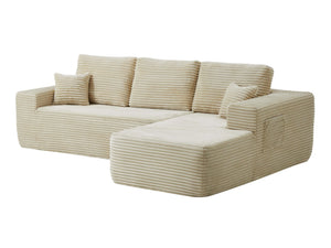 English Elm 104" Cloud Sectional Sofa Plush Corduroy L Shape Chaise No Assembly Living Room W3975S00029