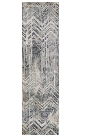 Homeroots 8' Grey Machine Woven Distressed Chevron Indoor Runner Rug  Polyester 375125