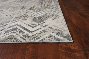 Homeroots 8' Grey Machine Woven Distressed Chevron Indoor Runner Rug  Polyester 375125