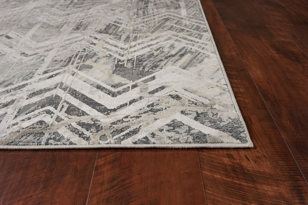 Homeroots 8' Grey Machine Woven Distressed Chevron Indoor Runner Rug  Polyester 375125