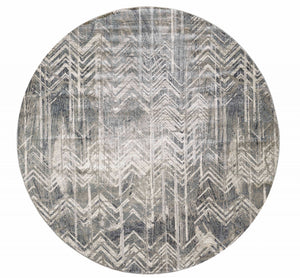 Homeroots 8' X 8' Gray Chevron Area Rug  Polyester 375129