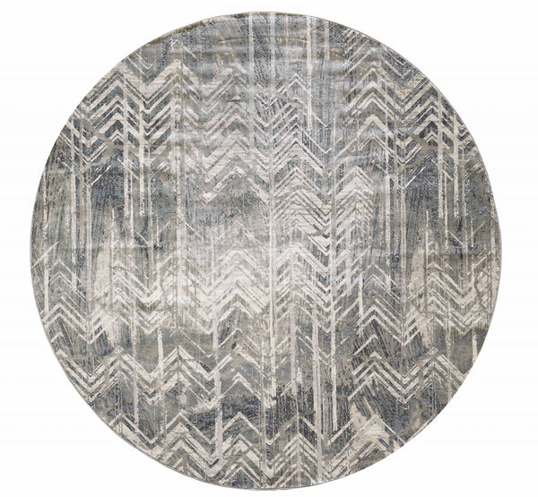 Homeroots 8' X 8' Gray Chevron Area Rug  Polyester 375129